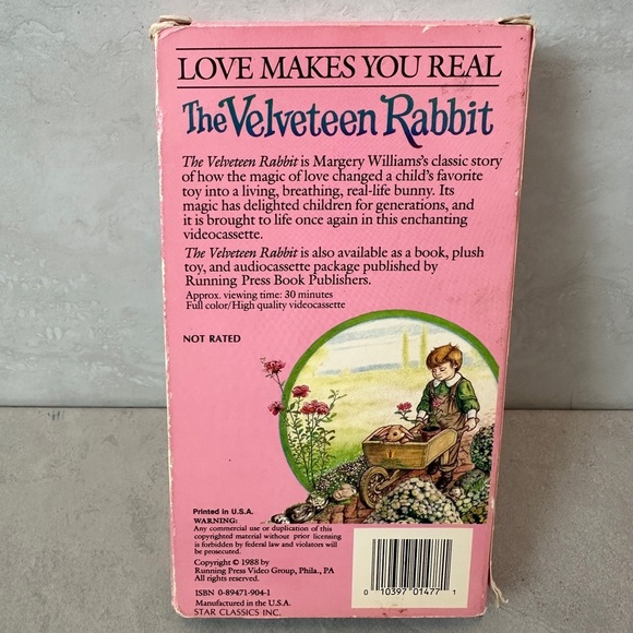 The Velveteen Rabbit, VHS 1988, Narrated Storybook, Used - Picture 2 of 2